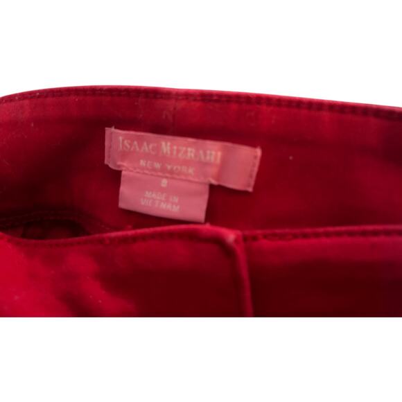 Isaac Mizrahi Red Shorts, Scalloped Hem Stretch Preppy, Women's Size 8 - Picture 3 of 4
